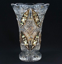 broušené sklo - váza 35,5 cm - Broušené sklo - Brus se smaltem