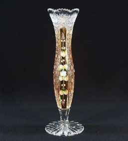 broušené sklo - váza 30,5 cm - Broušené sklo - Brus se smaltem