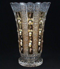 broušené sklo - váza 40,5 cm - Broušené sklo - Brus se smaltem