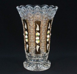broušené sklo - váza 25,5 cm - Broušené sklo - Brus se smaltem