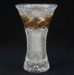 Broušené sklo -váza 25,5 cm - Broušené sklo - Brus + zlato