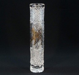 Broušené sklo - váza - 25,5 cm - Broušené sklo - Brus + zlato