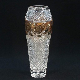 Broušené sklo - váza - 22 cm - Broušené sklo - Brus + zlato