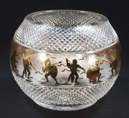 Broušené sklo -váza koule - 25 cm - Broušené sklo - Brus + zlato