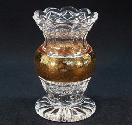 Broušené sklo -váza 13 cm - Broušené sklo - Brus + zlato