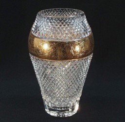 Broušené sklo -váza 23 cm - Broušené sklo - Brus + zlato