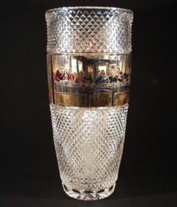 Broušené sklo -váza 41 cm - Broušené sklo - Brus + zlato