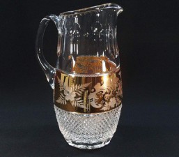 Broušené sklo - džbánek 17,5 cm - Broušené sklo - Brus + zlato