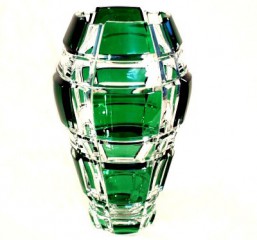 Váza-zelená - Broušené sklo - Brus + přejímané barevné sklo