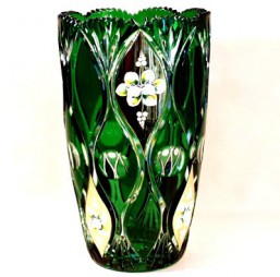 Váza-zelená - Broušené sklo - Brus + přejímané barevné sklo