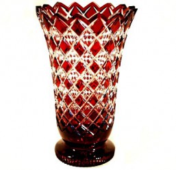 Broušené sklo -Váza-červená - Broušené sklo - Brus + přejímané barevné sklo