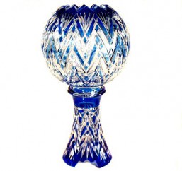 Váza-koule-L,modrá - Broušené sklo - Brus + přejímané barevné sklo