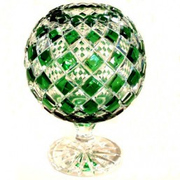 Váza-koule-L, zelená - Broušené sklo - Brus + přejímané barevné sklo