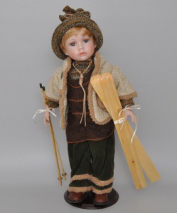 panáček - lyžař 55 cm - Panenky s porcelánovou hlavou