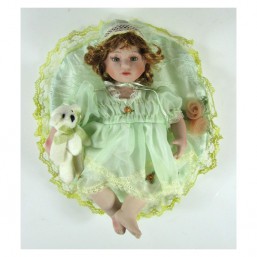 panenka sedící 22cm- s dečkou - Panenky s porcelánovou hlavou