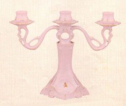 Růžový porcelán -svícen trojramenný Lenka - Růžový porcelán - svícny