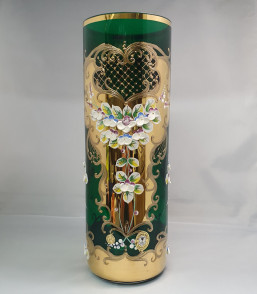 váza válec zelená 29,5 cm - Sklo - Vysoký smalt