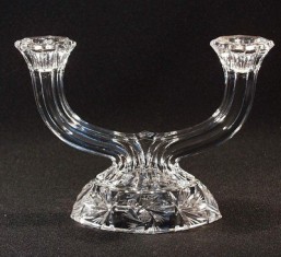 Broušené sklo - svícen dvouramenný 19,5 cm - Broušené sklo - Ostatní brus