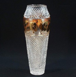 Broušené sklo - váza - 22 cm - Broušené sklo - Brus + zlato