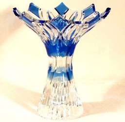 Broušené sklo -Váza-modrá - Broušené sklo - Brus + zlato