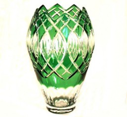 Broušené sklo -Váza-zelená - Broušené sklo - Brus + zlato