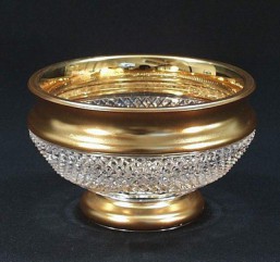 Broušené sklo - miska 15,5 cm - Broušené sklo - Brus + zlato