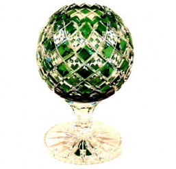 Váza-koule-L,zelená - Broušené sklo - Brus + přejímané barevné sklo