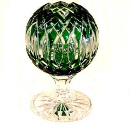 Váza-koule-L, zelená - Broušené sklo - Brus + přejímané barevné sklo