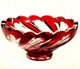 Broušené sklo - Mísa-červená - Broušené sklo - Brus + přejímané barevné sklo