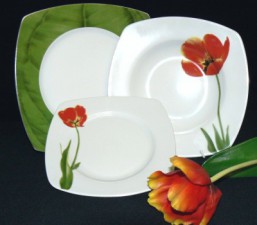 Tulipán - sada talířů 18 ks - Užitkový porcelán - Talířové soupravy