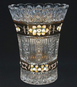 broušené sklo - váza  30,5 cm - Broušené sklo - Brus se smaltem