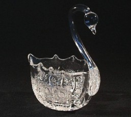 Broušené sklo -miska - labuť 16 cm - Broušené sklo - Bohatý brus
